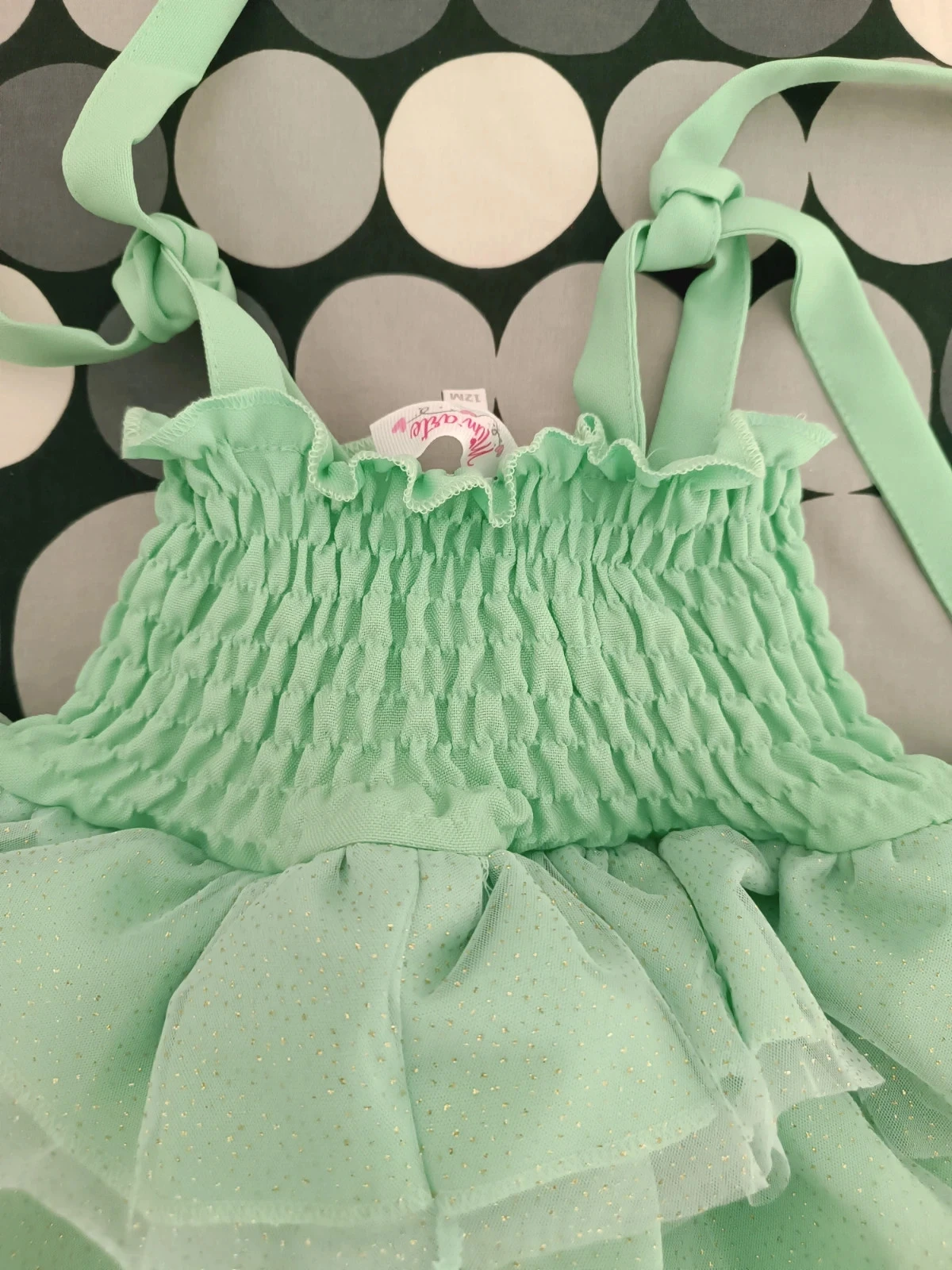 Mint Green shiny dress 💚 | 12 months | Handmade | New with tag – photo 10